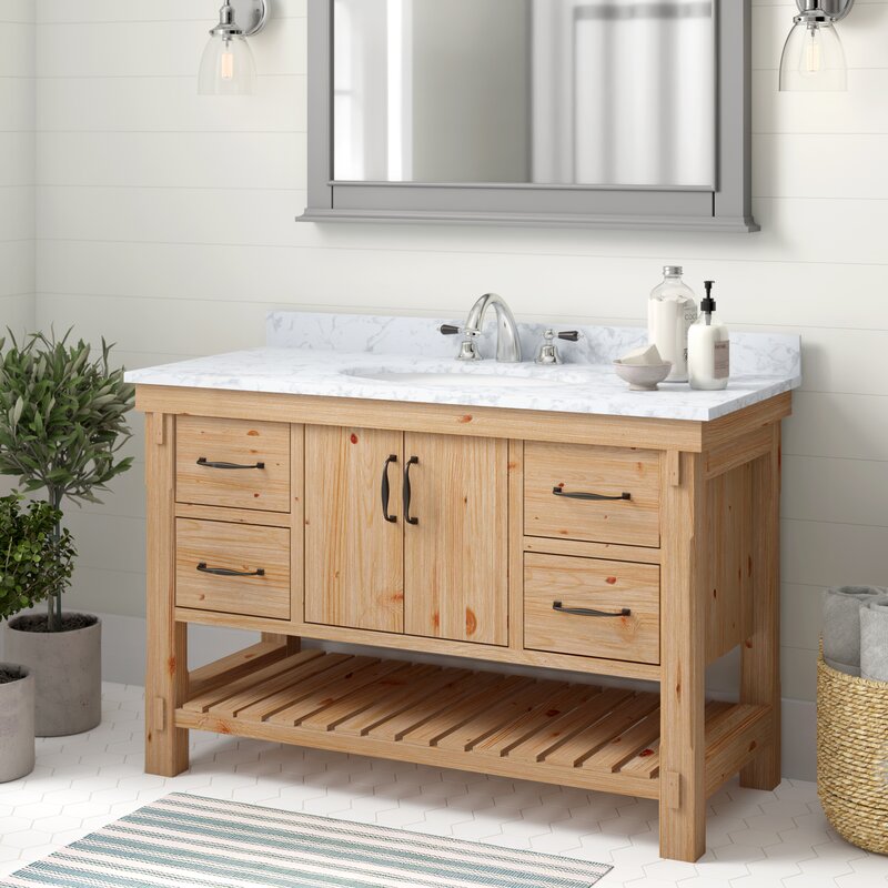 Bathroom narrow teak sink vanities